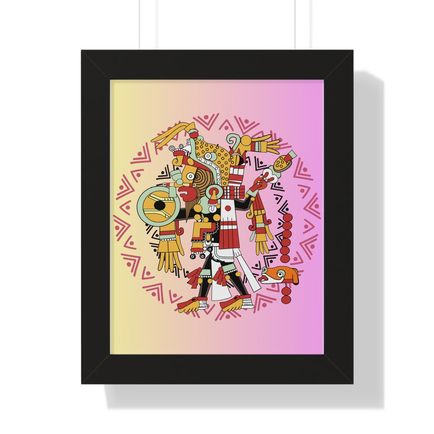 Aztec God Framed Poster — Colorful Mythic Wall Art (Vertical)