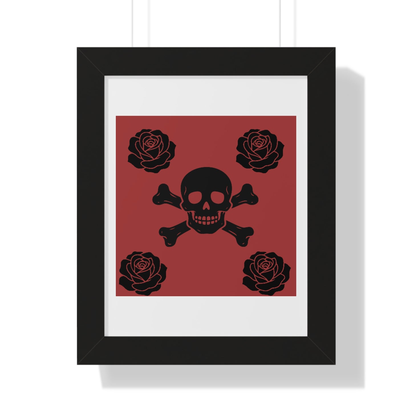 Skull & Roses Framed Poster — Gothic Skull Art Print