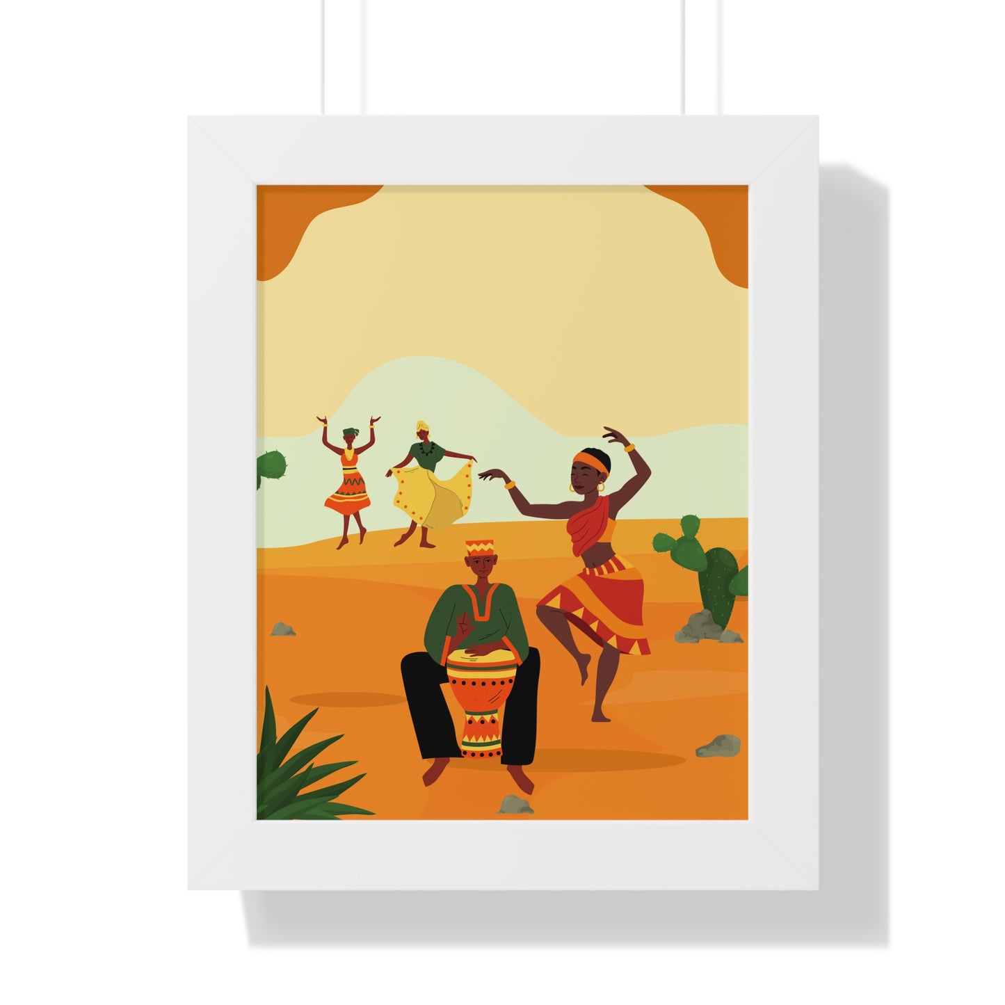 Framed Poster — Vibrant African Dance Illustration (Vertical)