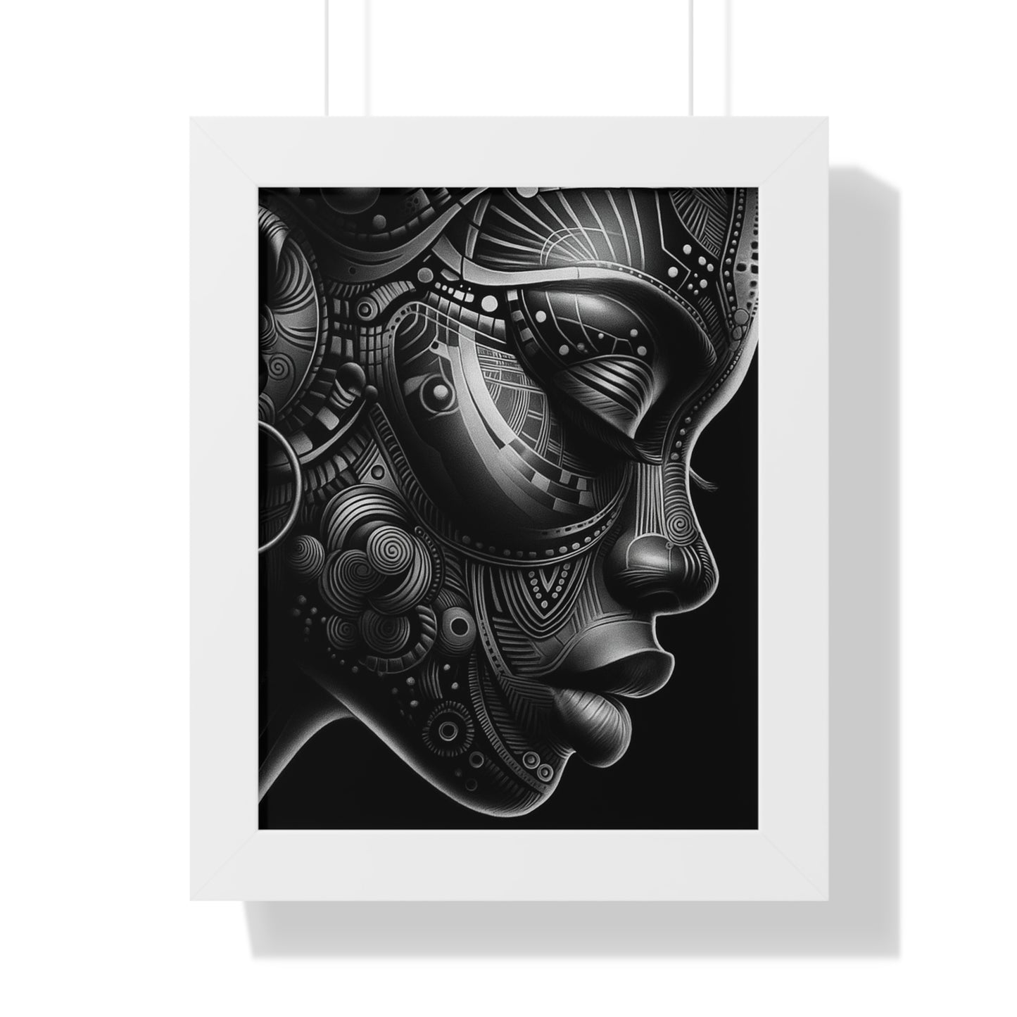 Framed Poster — Monochrome Futuristic Portrait Wall Art