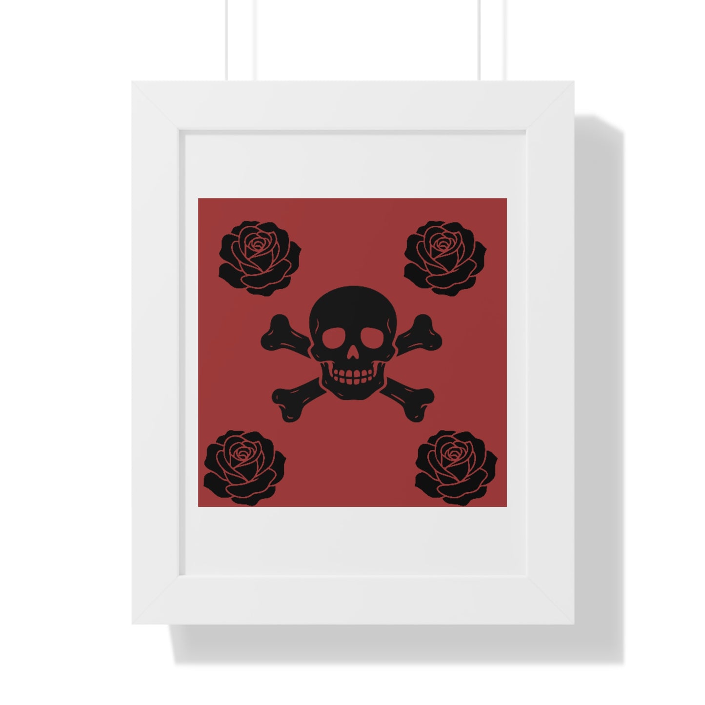 Skull & Roses Framed Poster — Gothic Skull Art Print