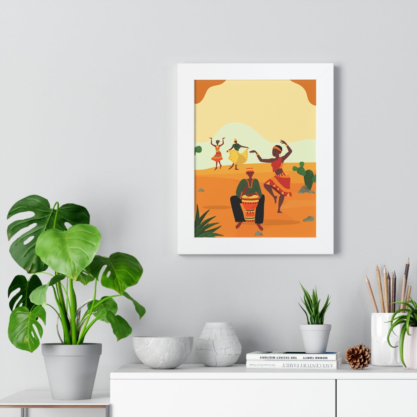 Framed Poster — Vibrant African Dance Illustration (Vertical)