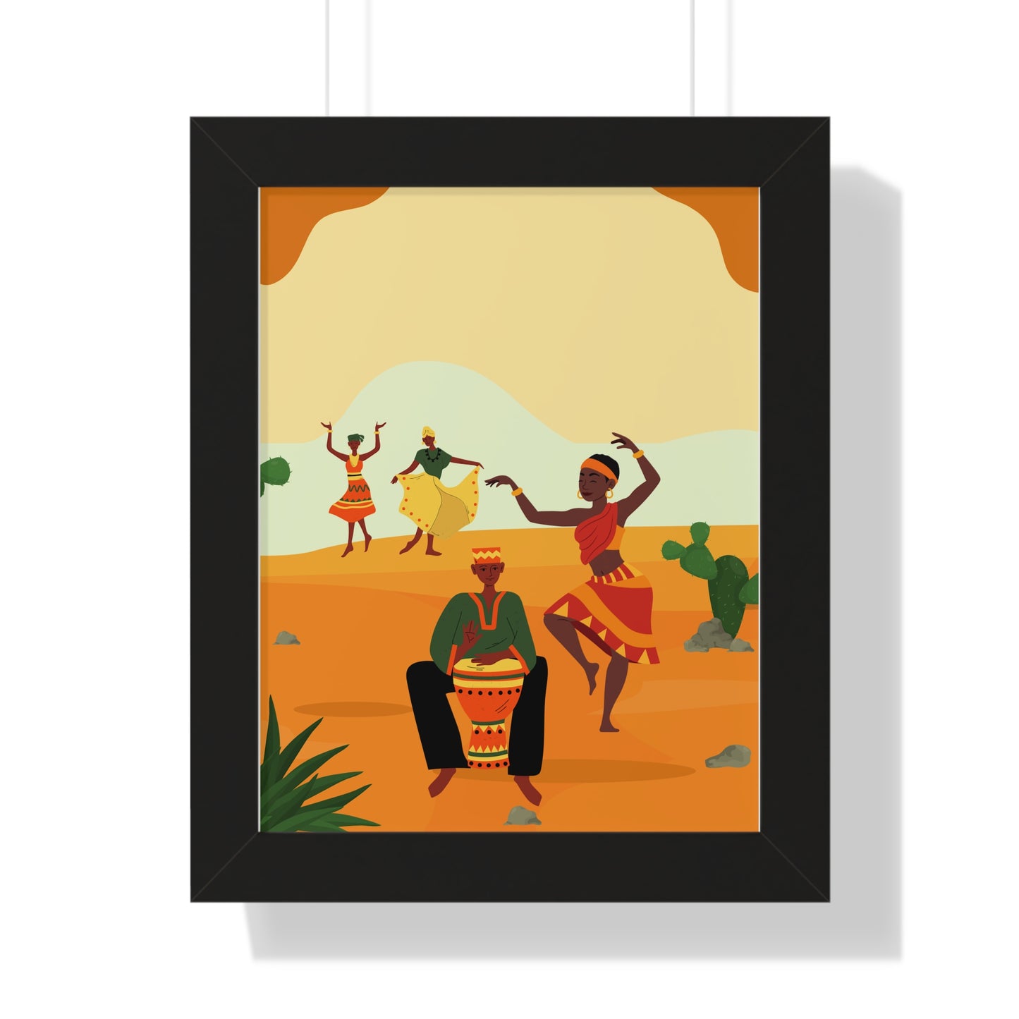 Framed Poster — Vibrant African Dance Illustration (Vertical)