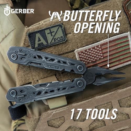 Gerber Gear Truss 17-in-1 EDC Needle Nose Pliers Multi tool - includes Pocket Knife, Screwdriver, and Bottle Opener Accessories - Gifts for Men, Fishing and Camping Gear - Gray with Standard Sheath