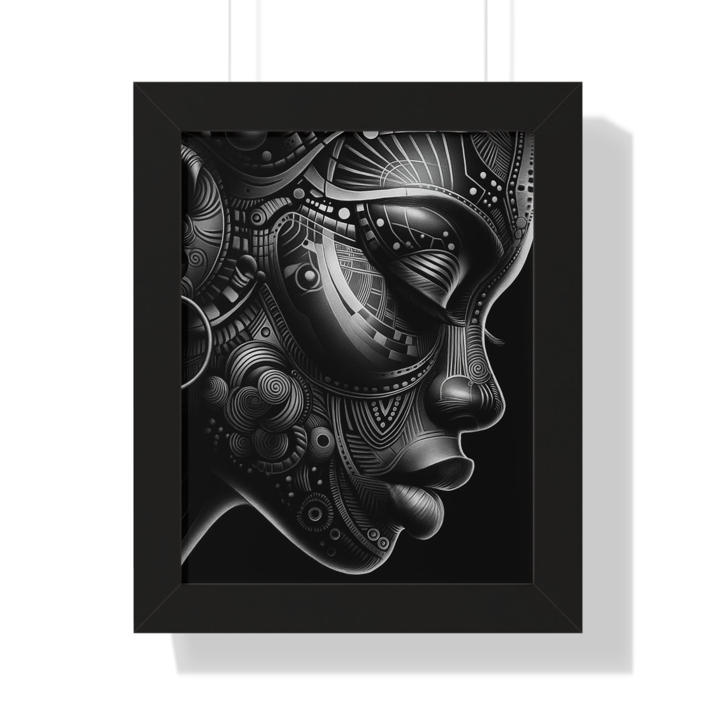 Framed Poster — Monochrome Futuristic Portrait Wall Art
