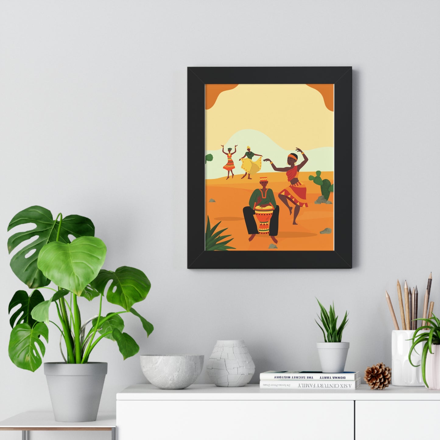 Framed Poster — Vibrant African Dance Illustration (Vertical)