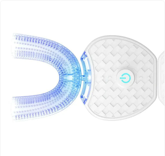 360° Automatic Electric Toothbrush, Waterproof U-Shape with Blue Light Whitening & USB Charging